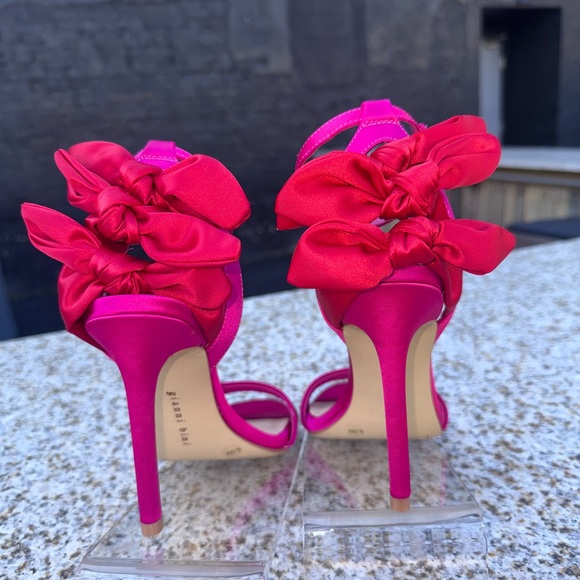 NWOT Gianni Bini Pink Heels w/ Red Bows - Picture 7 of 7